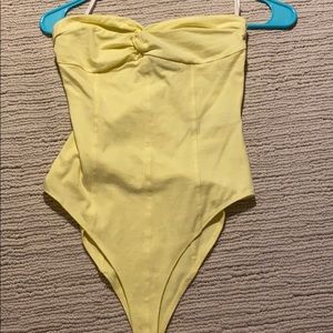 Forever 21 Yellow Knot Bodysuit